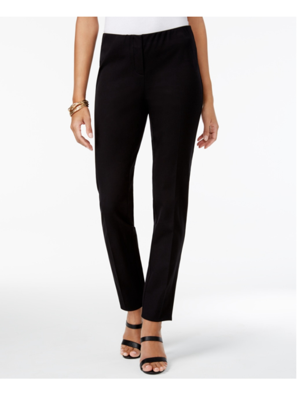 Alfani 4 Petite Black Bi-Stretch Hollywood Skinny Dress Pants / Slacks NWT
